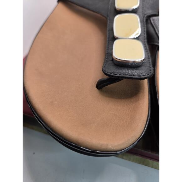 FitFlop Pietra II Black Leather Jeweled Slide Sandals Size Womens US 7 Medium - Picture 3 of 11